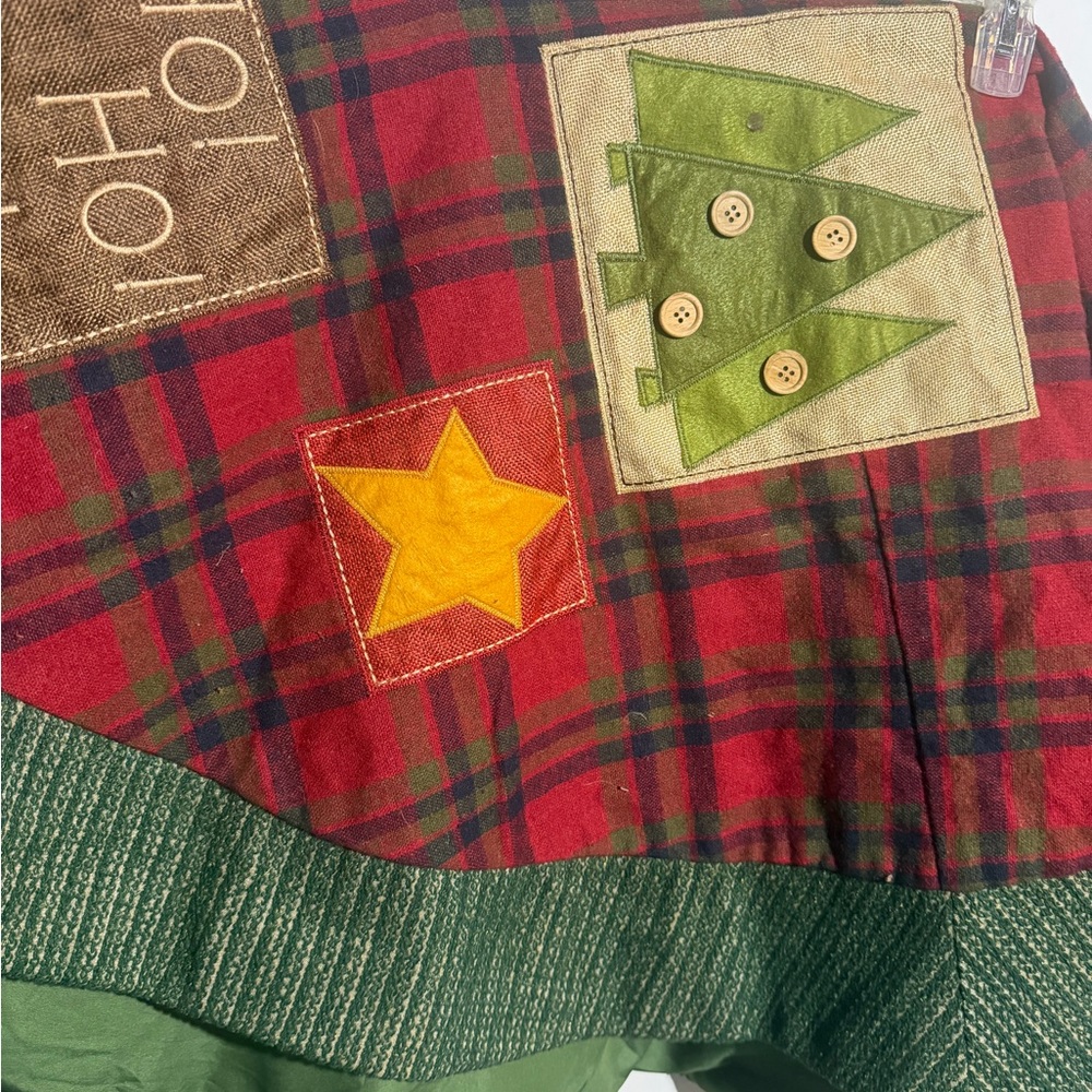 Plaid Christmas Tree and Star Patchwork Skirt